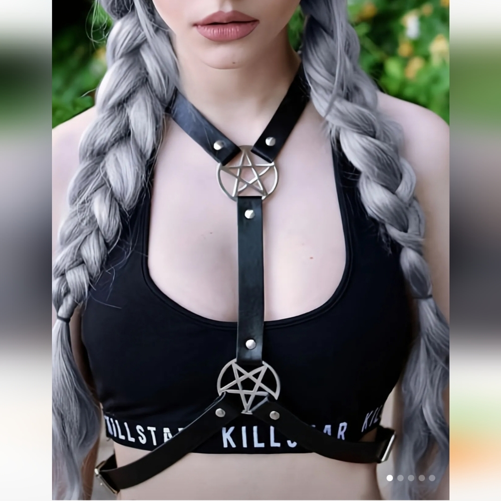 Gothic bondage leather harness/belt